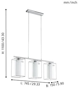 Eglo 94378 - Lustra LONCINO 1 3xE27/60W/230V