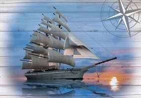 Fototapet - Barca - imitație de lemn (152,5x104 cm), în 8 de alte dimensiuni noi