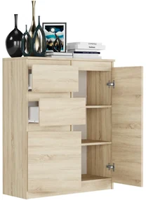 Comodă modernă fără mânere S-2 - diverse opțiuni de culoare sonoma