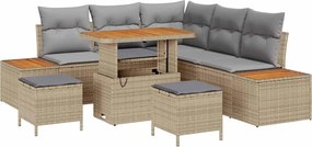 vidaXL Set de canapele pentru grădină cu pernă 8 pcs Bej Rattan poli