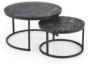 Set 2 mese de cafea Java marmura neagra/negru