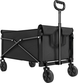 Outsunny Cărucior de Grădină 80L Pliabil cu Mâner Reglabil, din Metal și Țesătură Oxford, 78x47.5x92 cm, Negru | Aosom Romania