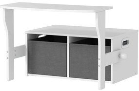 AIYAPLAY Cufăr de jucării pentru copii 3 în 1, set masă și scaune cu 2 coșuri textile detașabile, 67,5 x 46,5 x 56,7 cm, alb | Aosom Romania