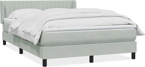 vidaXL Pat box spring cu saltea, gri deschis, 160x210 cm, catifea