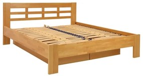 Dublu pat din lemn masiv cu spațiu de depozitare ANGELA 180x200 cm nuc deschis