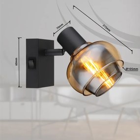 Globo 54309-1B - Aplica de perete cu spot TOKKI 1xE14/40W/230V neagră