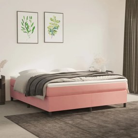 Cadru de pat box spring, roz, 180x200 cm, catifea Roz, 35 cm, 180 x 200 cm