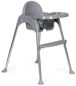 Scaun de hrănire 2 în 1 cu tavă și centuri gri