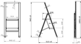 WENKO 50482100 - Scăriță din aluminiu ALU-DESIGN 44x101 cm, negru