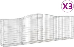 vidaXL Coșuri gabion arcuite 3 buc, 400x50x120/140 cm, fier galvanizat