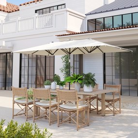 Outsunny Umbrelă de Grădină Dublă Înclinabilă și Reglabilă în Înălțime, 295x150x170-214 cm, Alb Crem | Aosom Romania