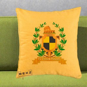 Perna Personalizata FC United Ploiesti 1906 Fotbal, 40x40 cm, Galben, Husa Detasabila, Perna Inclusa, BEKZ®