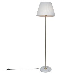 Lampă de podea retro din alamă cu abajur plisat crem 45 cm - Kaso