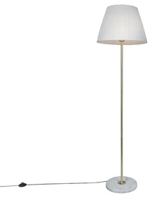 Lampă de podea retro din alamă cu abajur plisat crem 45 cm - Kaso