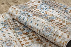 ANDRE 53010 covor lavabil gresii de Lisbona, bucatarie, anti-alunecare - bej / albastru