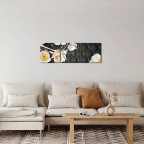 Tablou - Imagine cu flori de trandafir alb (cu ceas) (90x30 cm)
