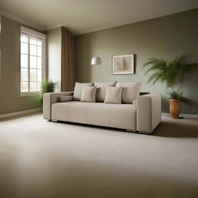 Canapea extensibilă dumonde cu ladă de depozitare si sezut confortabil din spuma high-density, Marbela Bej 245x100 cm
