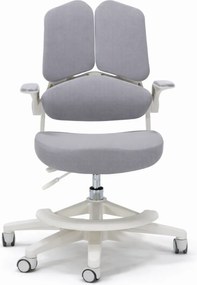 ErgoMotion Junior – Scaun Ergonomic pentru copii, Reglaje Multiple, Ajustare Personalizată, Adaptabil pe măsura creșterii, Suport Lombar 3 Zone, Roți Blocabile, Gri