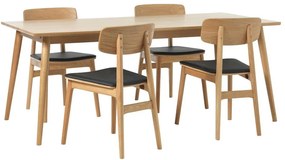 Masă de dining în culoare naturală extensibilă cu blat cu aspect de lemn de stejar 190x90 cm Barrali – Unique Furniture
