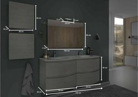Set lemn masiv Mobilier Baie Suspendat Aledo - Natur texturat