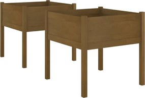 vidaXL Jardiniere grădină 2 buc. maro miere 70x70x70 cm lemn masiv pin