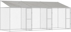 vidaXL Cușcă pentru câini cu acoperiș Argintiu 600 x 200 x 256 cm