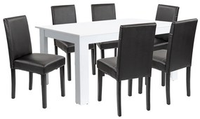 Set de masă Leon 6+1 alb-negru