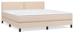 3141076 vidaXL Pat box spring cu saltea, cappuccino, 160x200cm piele ecologică