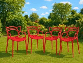 Set 4 bucati scaune din plastic KATO rosii