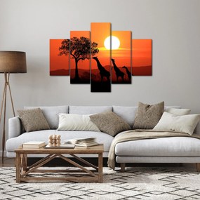 Tablou cu girafe în apus de soare (150x105 cm)