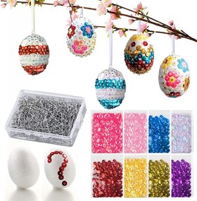 Set 20 de oua cu accesorii pentru decorat Gallop, polistiren, multicolor, 6 x 4,5 cm
