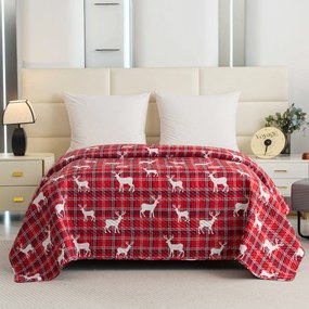 Cuvertura de pat DEER AND PLAID rosu Dimensiune: 170 x 210 cm