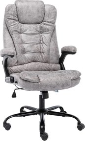 vidaXL Scaun de birou, gri deschis, piele întoarsă ecologică