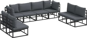 vidaXL Set de canapele pentru grădină cu pernă 8 pcs Negru Aluminiu