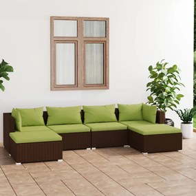 3101804 vidaXL Set mobilier de grădină cu perne, 6 piese, maro, poliratan