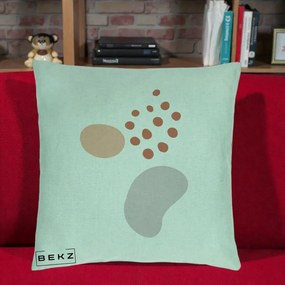 Perna Decorativa Abstract Forme Organice Pastel, 40x40 cm, Verde Menta, Husa Detasabila, Perna Inclusa, BEKZ®