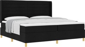 vidaXL Pat cu arcuri cu saltea Negru 200 x 200 cm țesătură