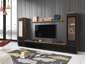 Mobilier living Selwyn II (wotan + Negru lucios ) (fără iluminat). 1054048