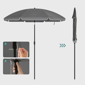 Umbrelă SOLARA, Ø160 cm, gri SongmicsHome