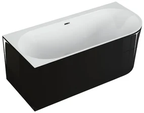 Cada de baie freestanding Spatio Solis, acril, negru lucios, 160x75 cm, montaj pe stanga