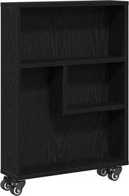 vidaXL Trolley pentru Depozitare Îngust Stejar Negru 48 x 13 x 68 cm