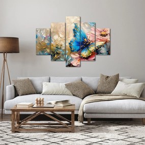 Tablou - Pictura de flori și fluturi (150x105 cm)