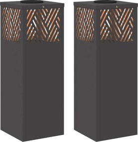 vidaXL Lumină LED Solară pentru Alei 2 pcs Negru Oțel laminat la rece