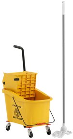 HOMCOM Cărucior de Curățenie Profesional de 36L cu Găleată pentru Mop, Storcător și Mâner, 55x37x65 cm, Galben | Aosom Romania