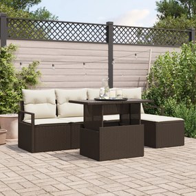 vidaXL Set de canapele pentru grădină cu pernă 6 pcs maro și crem