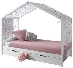 Set DALLAS în alb este format dintr-un Pat copii Vipack fără gard (90 x 200 cm), un sertar și un set textil.