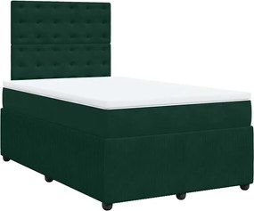 vidaXL Pat box spring cu saltea, verde închis, 120x190 cm, catifea
