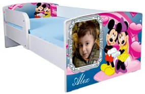 Pat personalizat Mickey si Minnie 2-16 ani, saltea inclusa 180x80 cm ptv2998