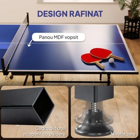 SPORTNOW Masă de Ping Pong Pliabilă cu Roți, Plasă și Palete pentru Interior | Aosom Romania