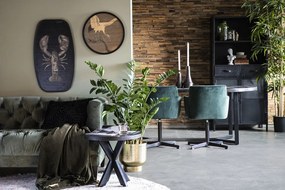 Masa ovala cu blat din lemn de stejar Steven 200x100x76 cm neagra